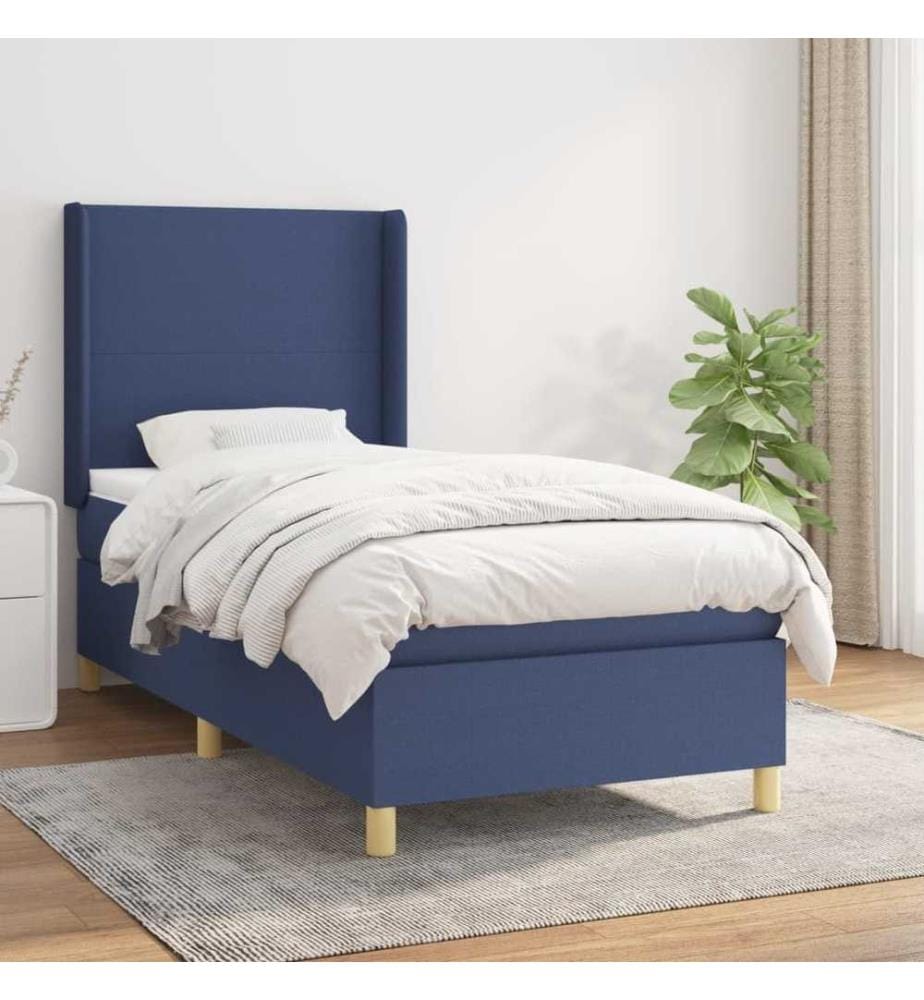 Boxspringbett mit Matratze Blau 80x200 cm Stoff