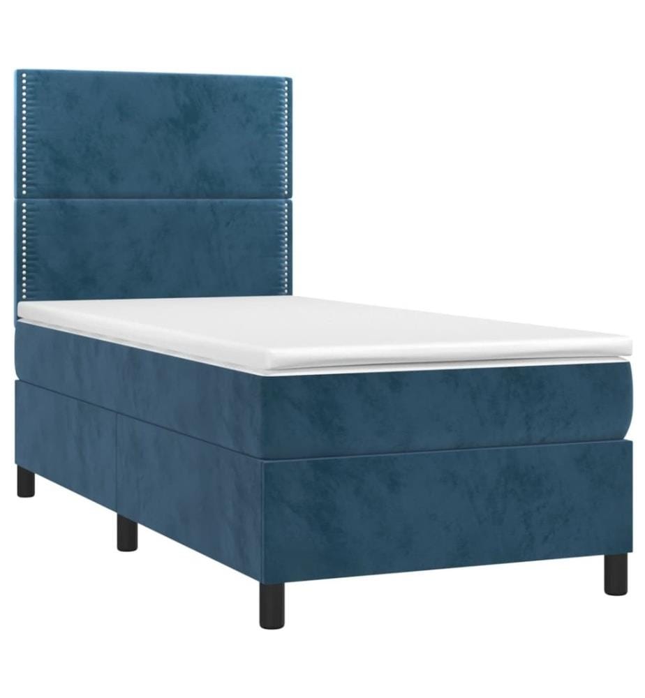 Lit à sommier tapissier avec matelas Bleu foncé 90x190 cm