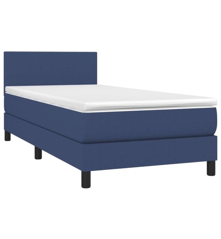 Lit à sommier tapissier avec matelas Bleu 90x190 cm Tissu