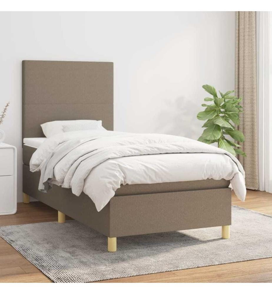 Lit à sommier tapissier avec matelas Taupe 80x200 cm Tissu