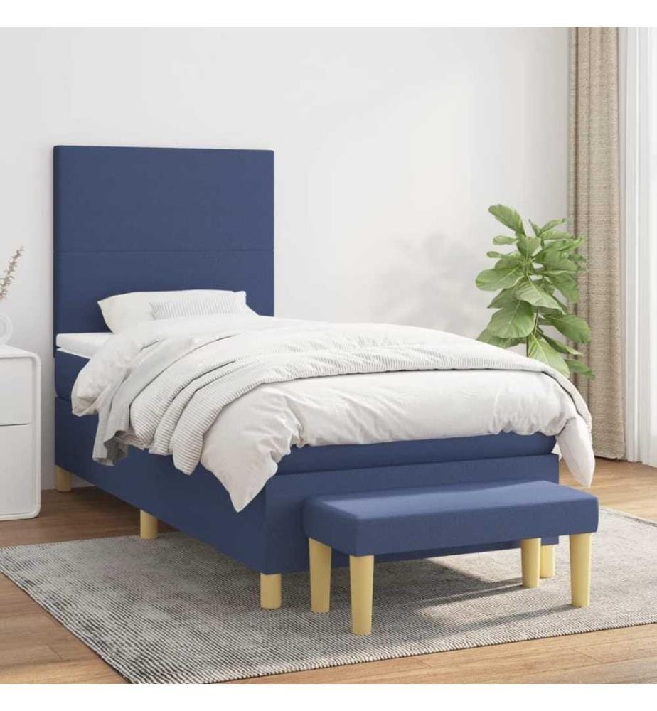 Boxspringbett mit Matratze Blau 80x200 cm Stoff