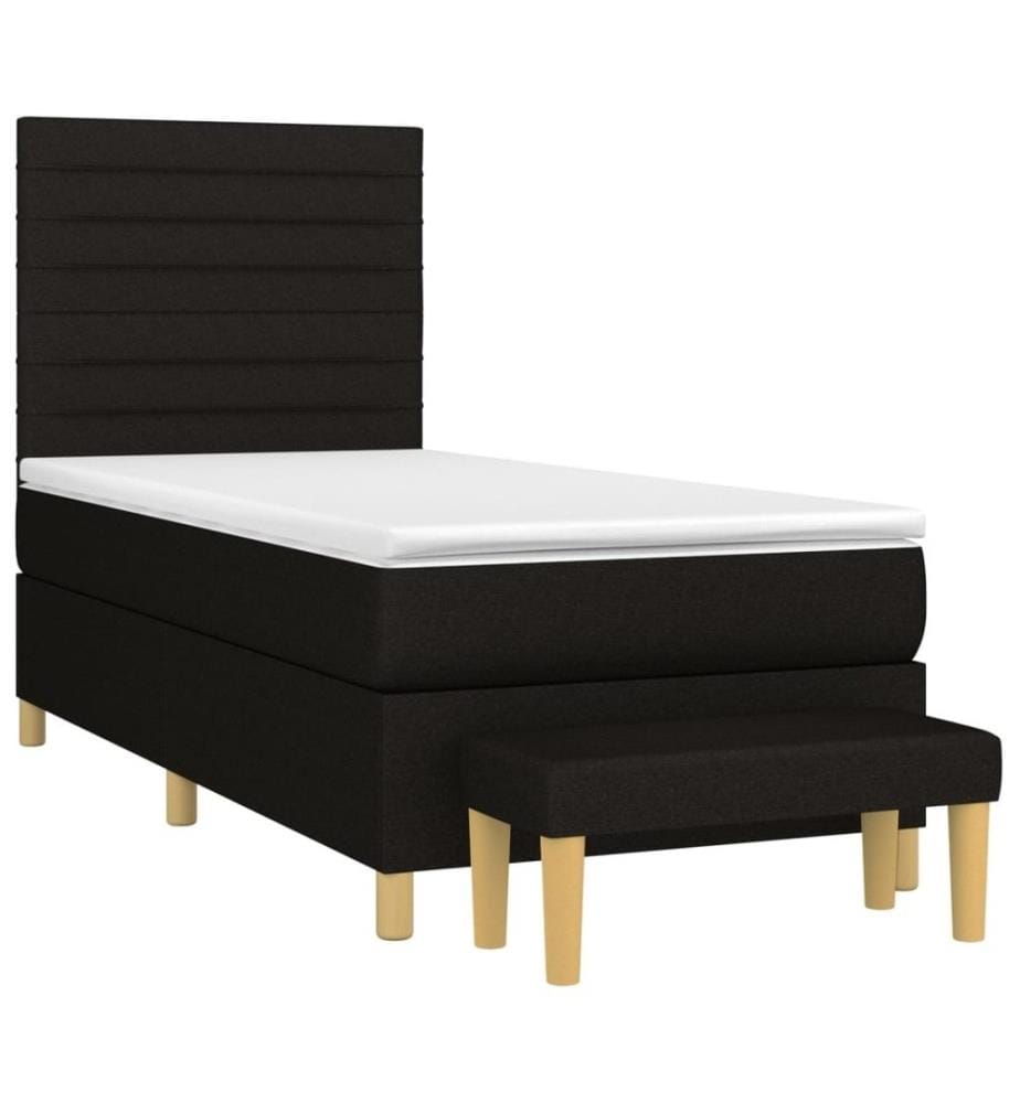 Boxspringbett mit Matratze Schwarz 100x200 cm Stoff