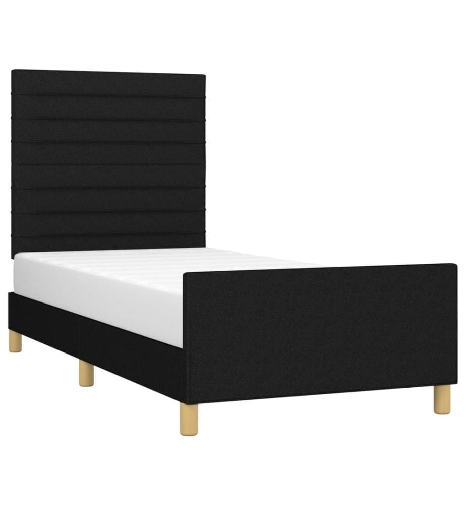 Cadre de lit avec tête de lit Noir 90x200 cm Tissu