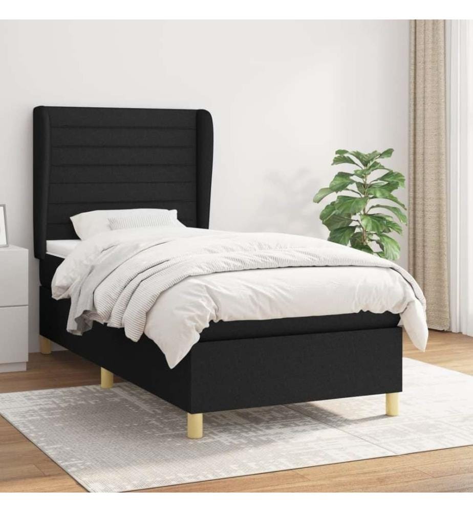 Boxspringbett mit Matratze Schwarz 100x200 cm Stoff