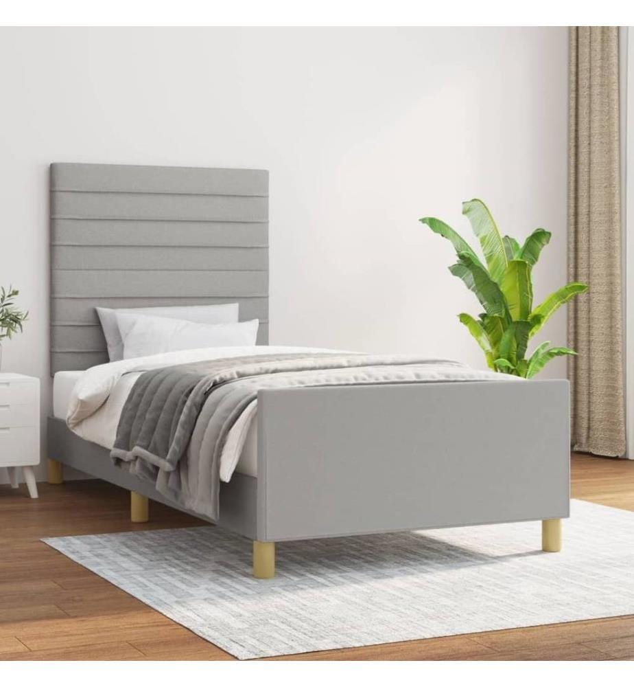 Cadre de lit avec tête de lit Gris clair 90x190 cm Tissu