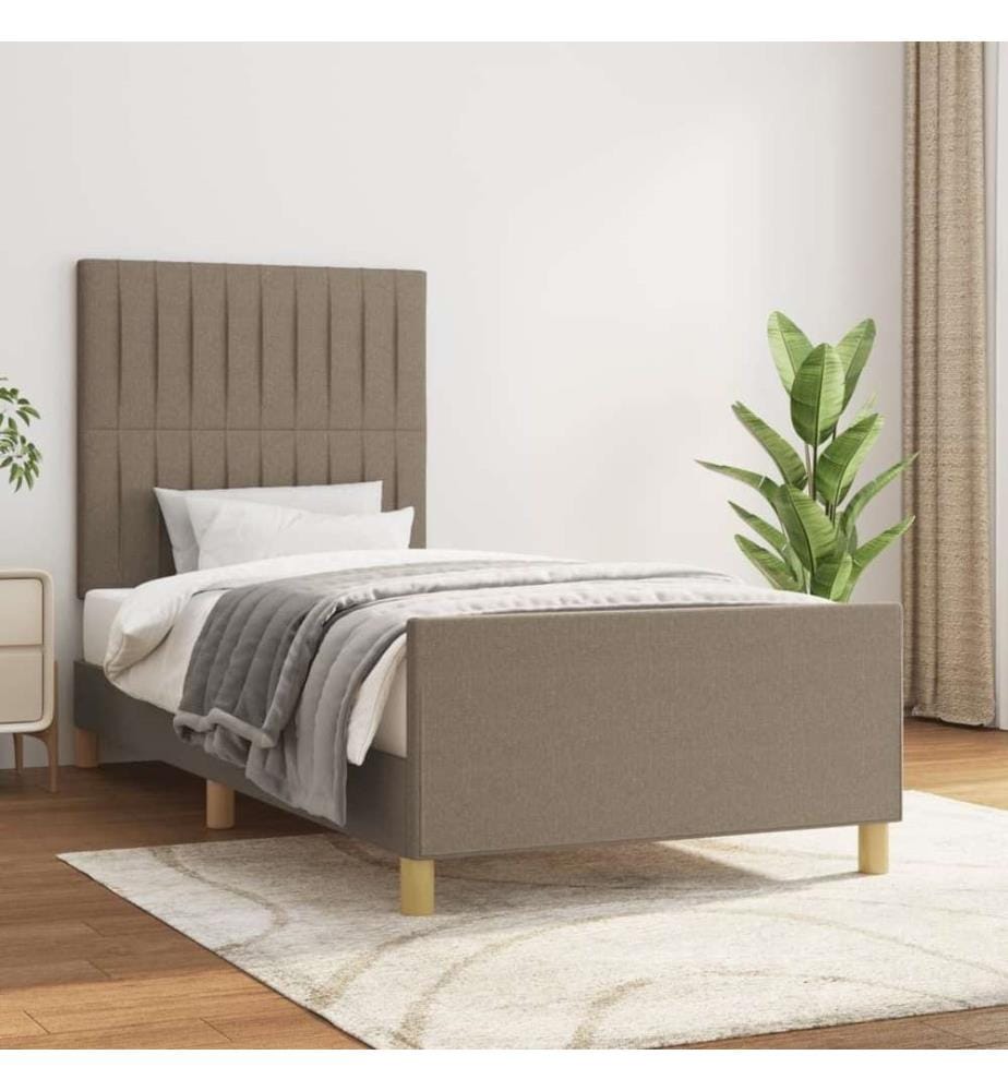 Bettgestell mit Kopfteil Taupe 80x200 cm Stoff