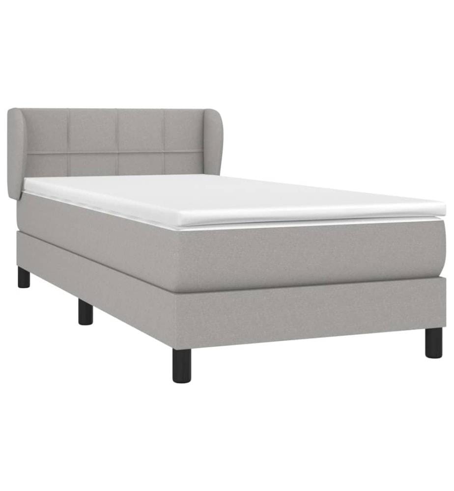 Boxspringbett mit Matratze Hellgrau 90x190 cm Stoff