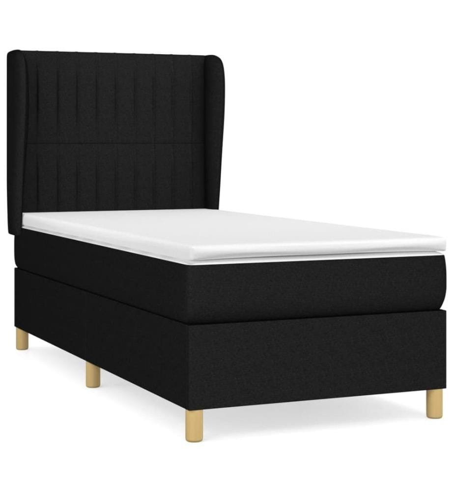Boxspringbett mit Matratze Schwarz 100x200 cm Stoff