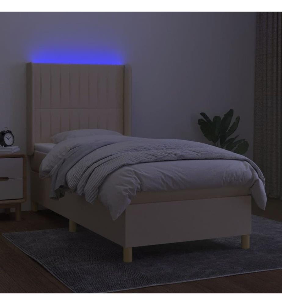 Boxspringbett mit Matratze & LED Creme 100x200 cm Stoff