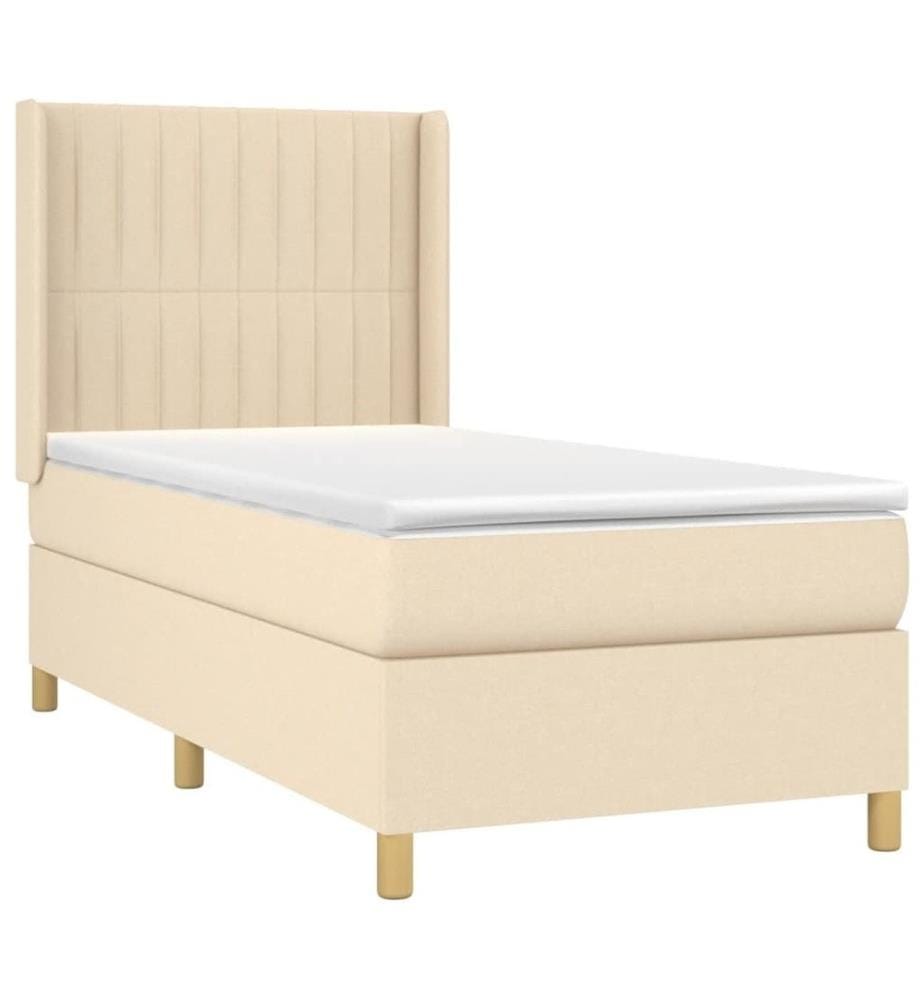 Boxspringbett mit Matratze & LED Creme 100x200 cm Stoff