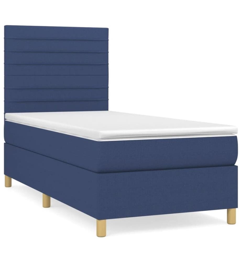 Lit à sommier tapissier avec matelas Bleu 90x200 cm Tissu