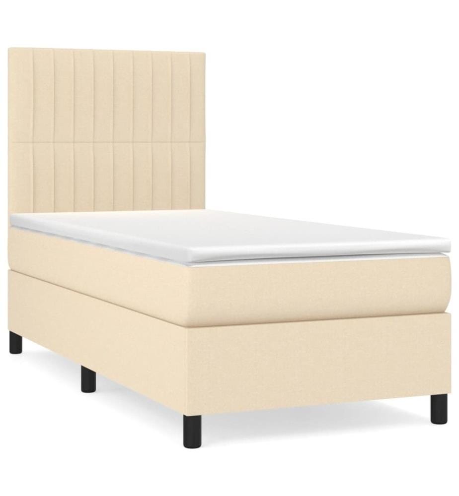 Boxspringbett mit Matratze Creme 100x200 cm Stoff