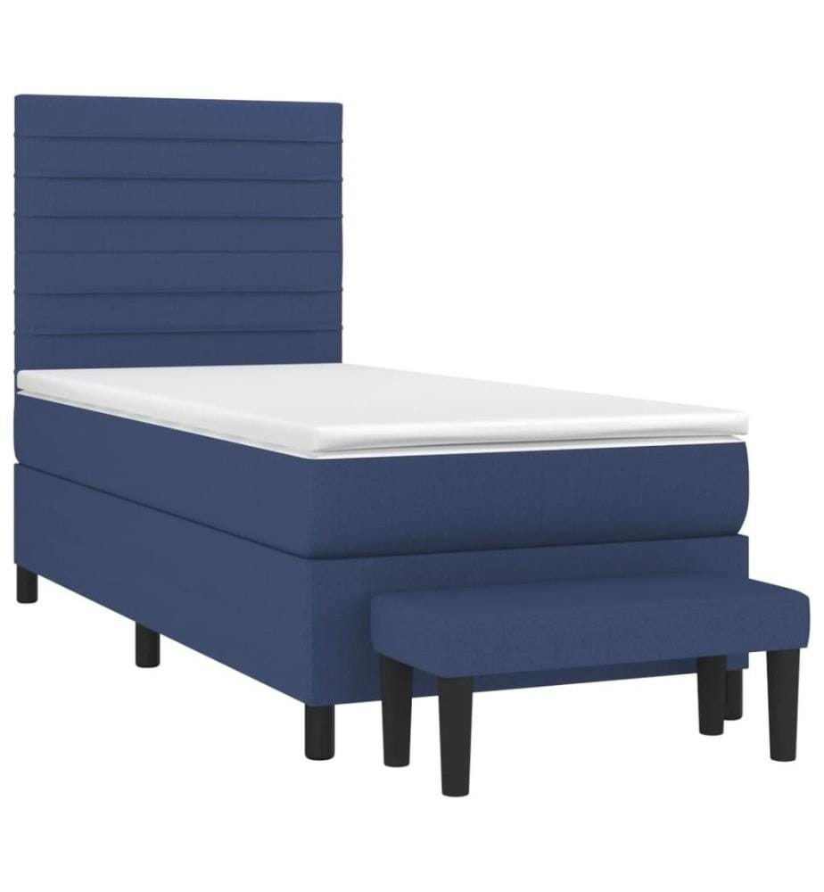Lit à sommier tapissier avec matelas Bleu 90x200 cm Tissu