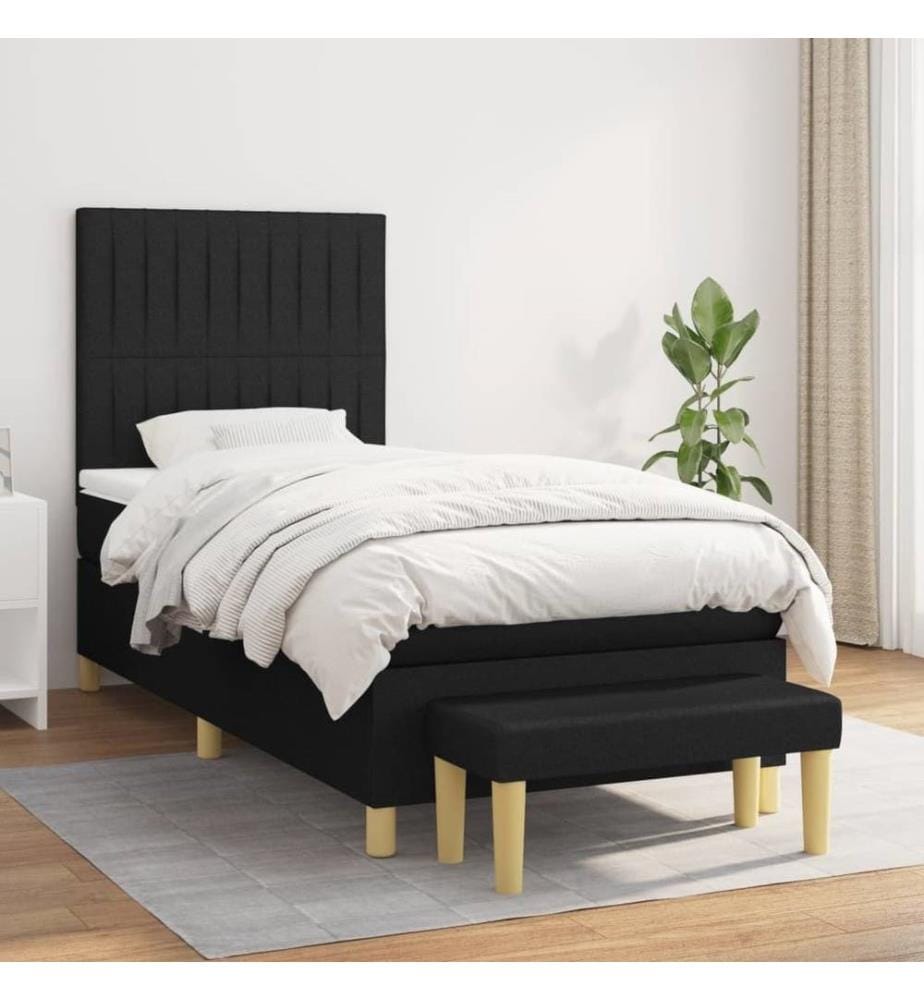 Boxspringbett mit Matratze Schwarz 100x200 cm Stoff