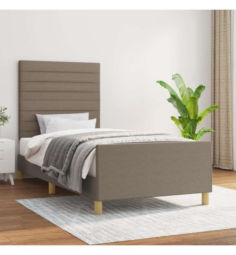Bettgestell mit Kopfteil Taupe 80x200 cm Stoff