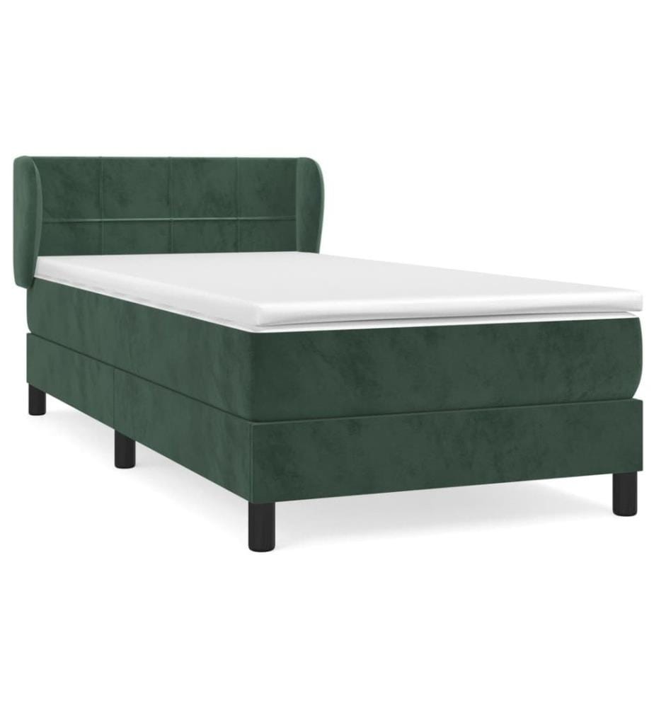 Lit à sommier tapissier avec matelas Vert foncé 90x190 cm