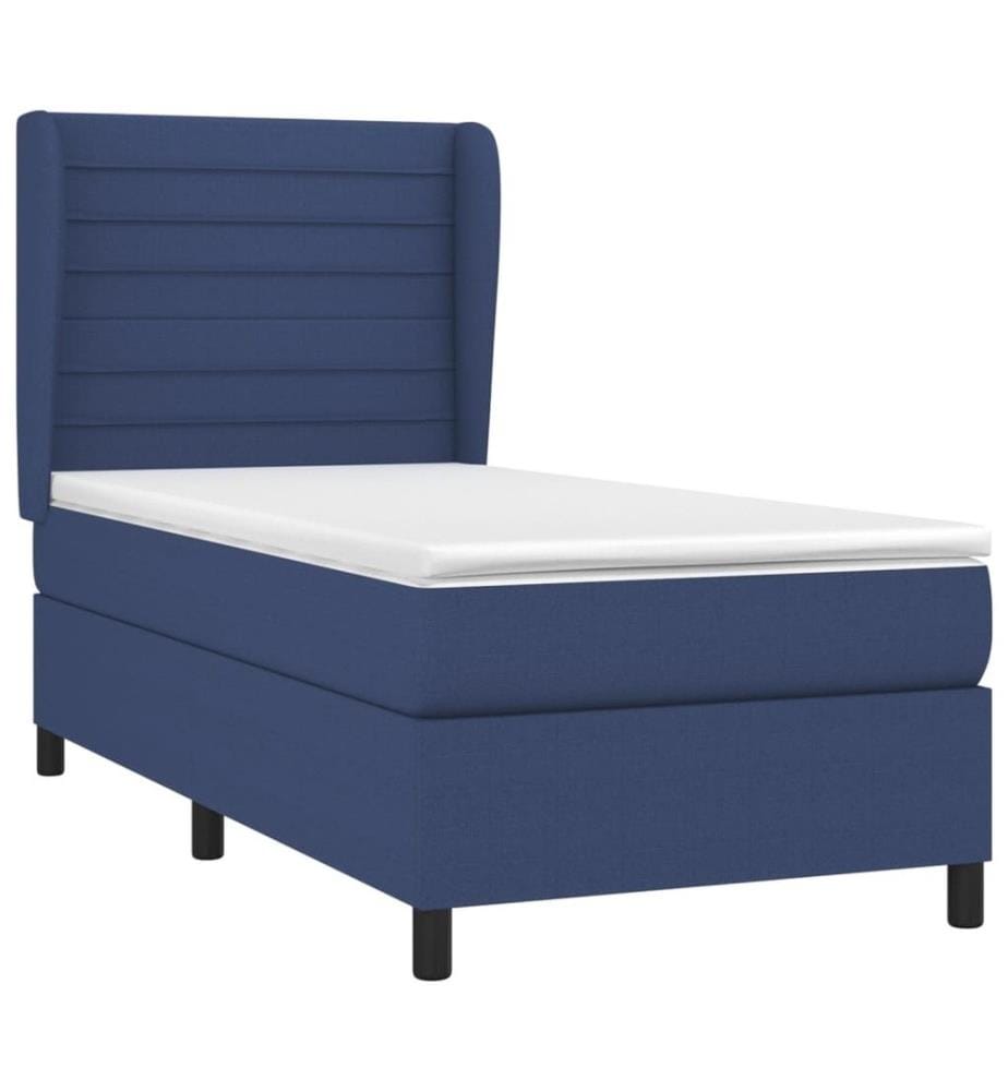 Lit à sommier tapissier avec matelas Bleu 90x200 cm Tissu