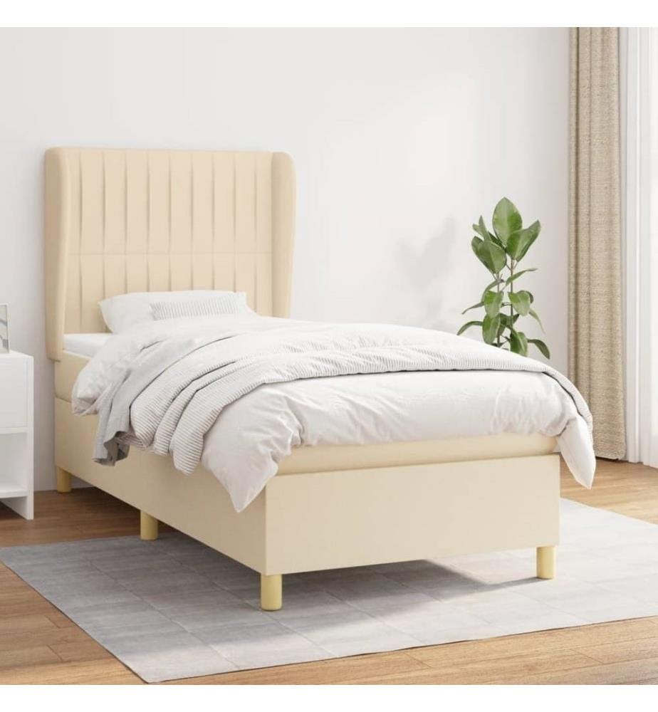 Boxspringbett mit Matratze Creme 100x200 cm Stoff