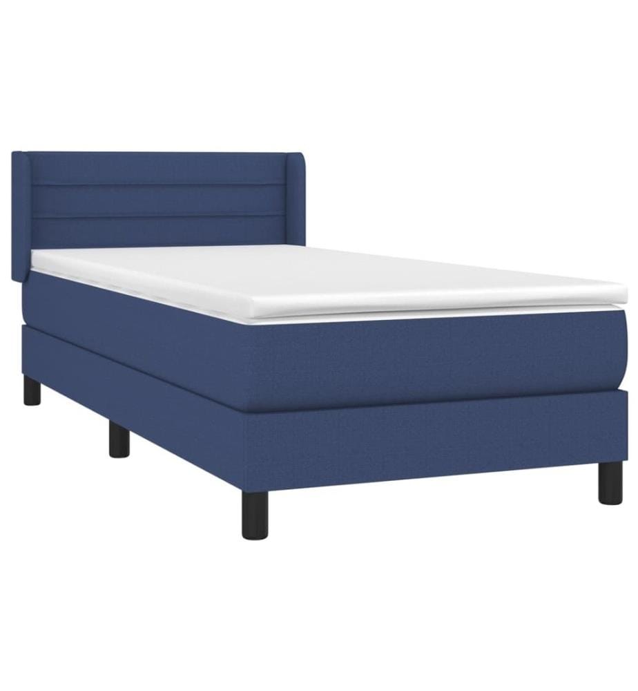 Lit à sommier tapissier avec matelas Bleu 90x190 cm Tissu