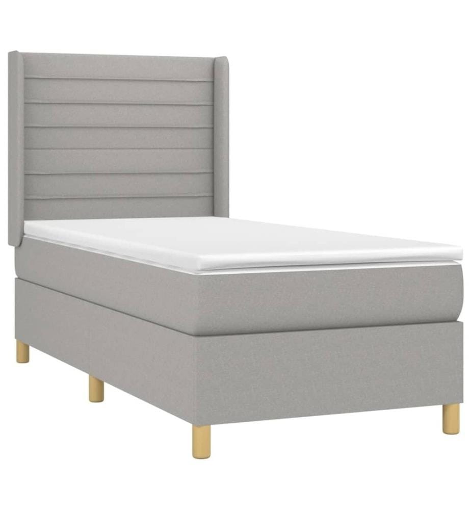 Boxspringbett mit Matratze Hellgrau 90x190 cm Stoff