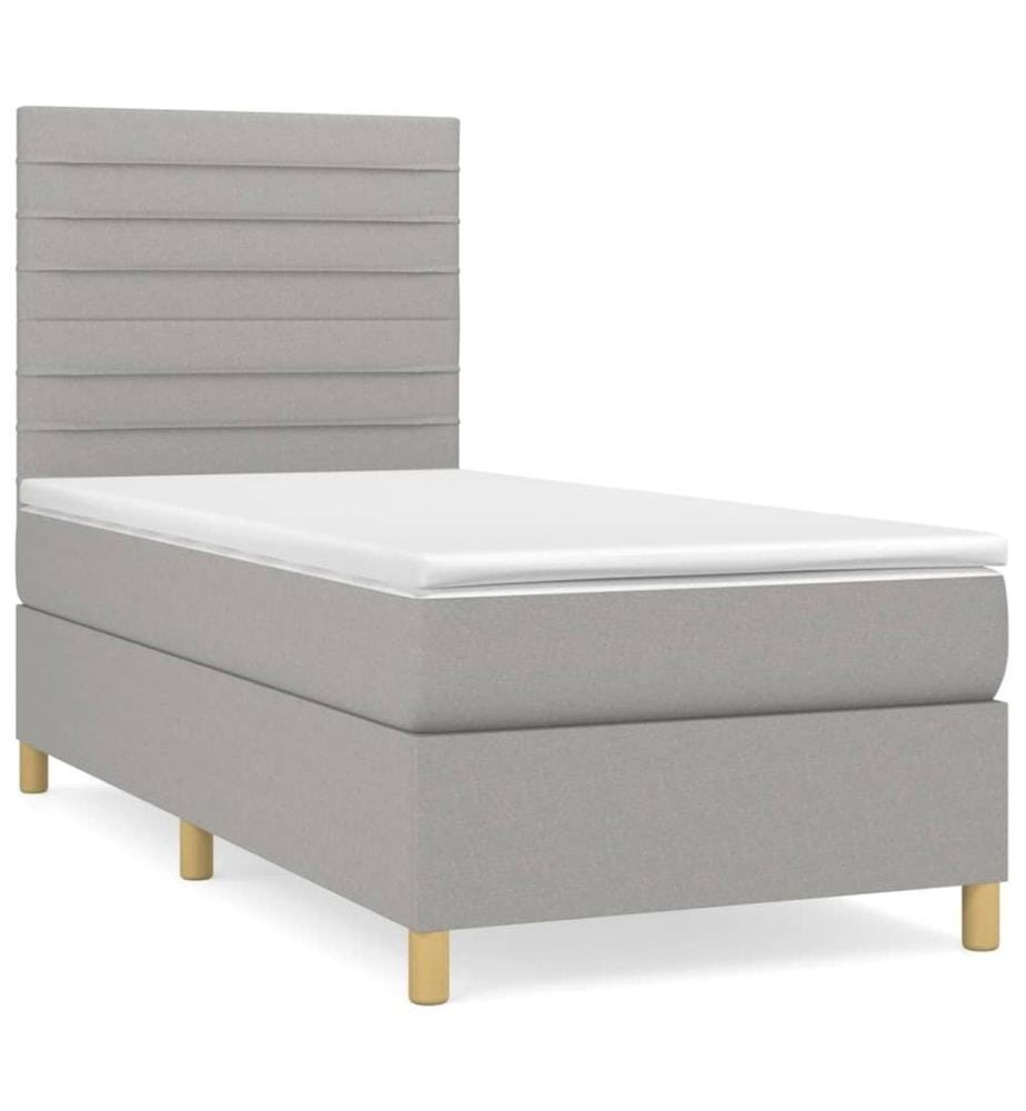 Boxspringbett mit Matratze Hellgrau 90x190 cm Stoff