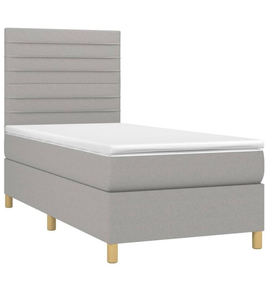 Boxspringbett mit Matratze Hellgrau 90x190 cm Stoff
