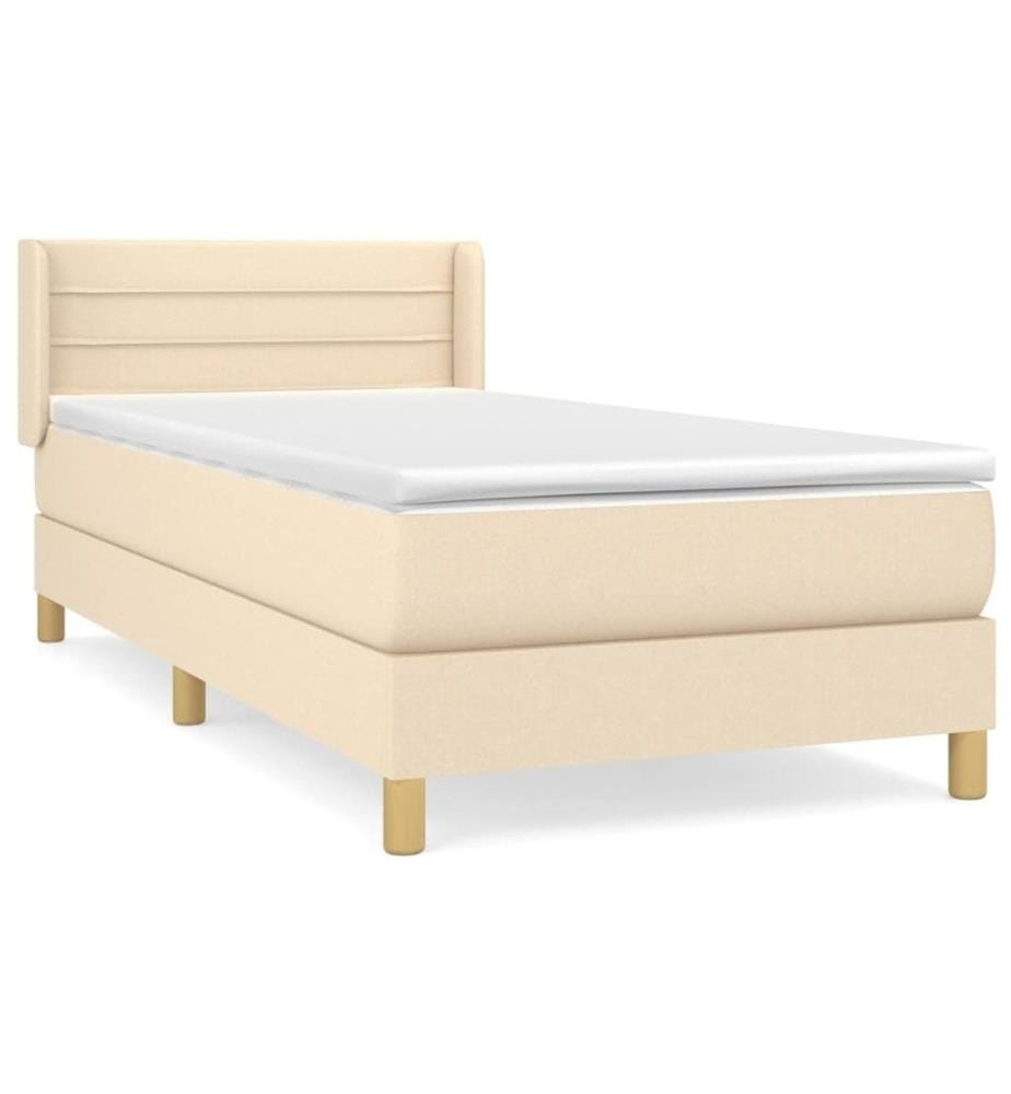 Lit à sommier tapissier avec matelas Crème 90x200 cm Tissu