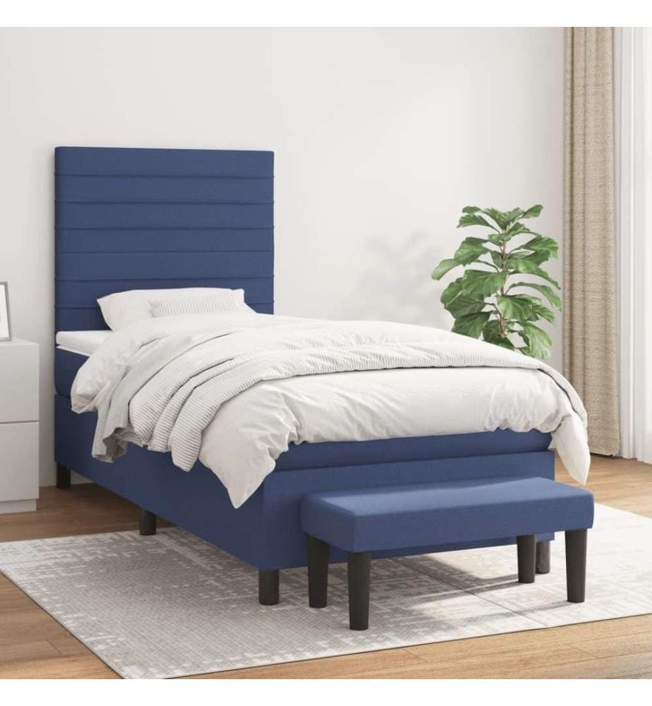 Boxspringbett mit Matratze Blau 80x200 cm Stoff