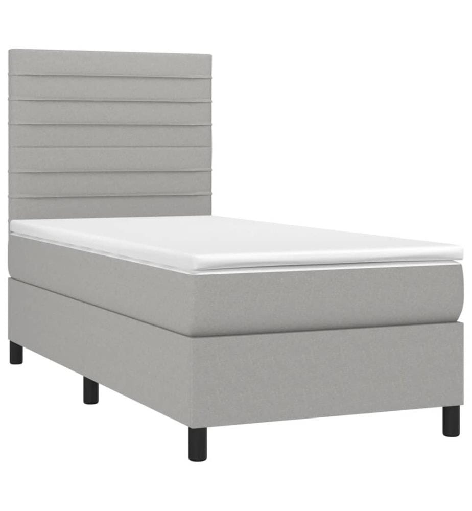 Boxspringbett mit Matratze & LED Hellgrau 90x190 cm Stoff