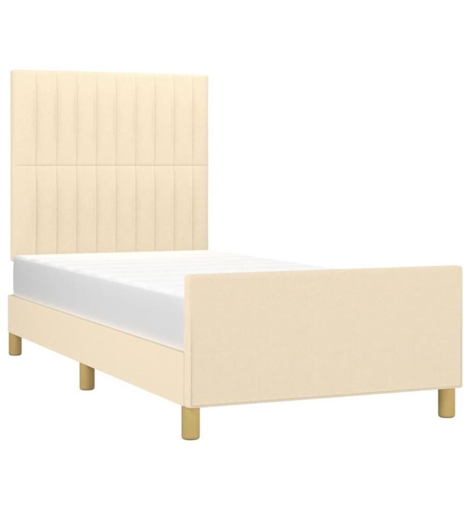 Bettgestell mit Kopfteil Creme 80x200 cm Stoff