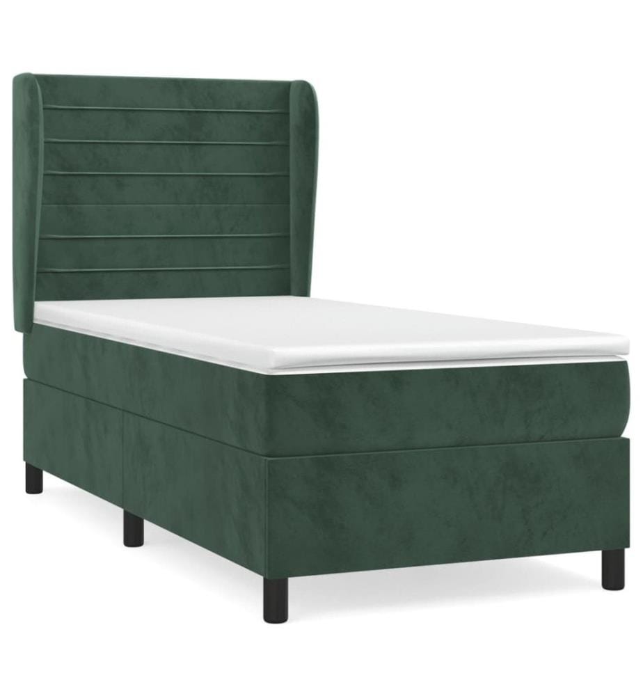 Boxspringbett mit Matratze Dunkelgrün 100x200 cm Samt