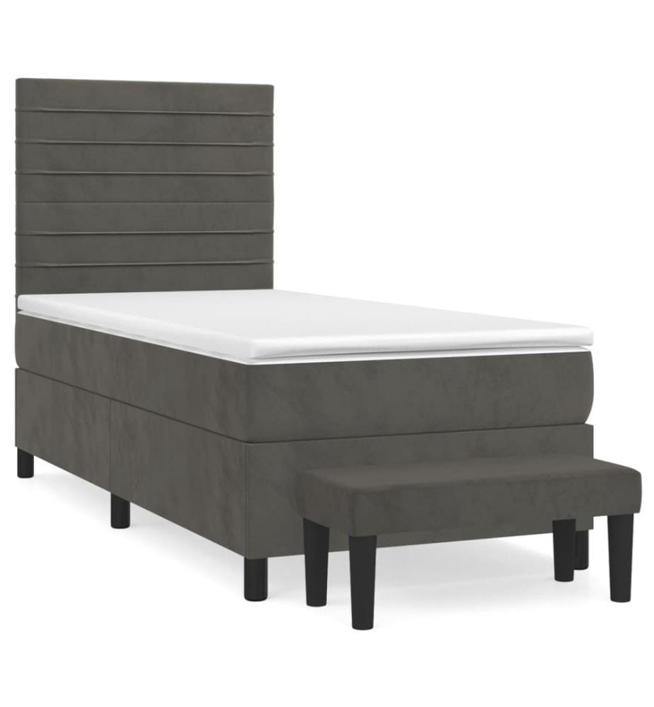 Boxspringbett mit Matratze Dunkelgrau 100x200 cm Samt