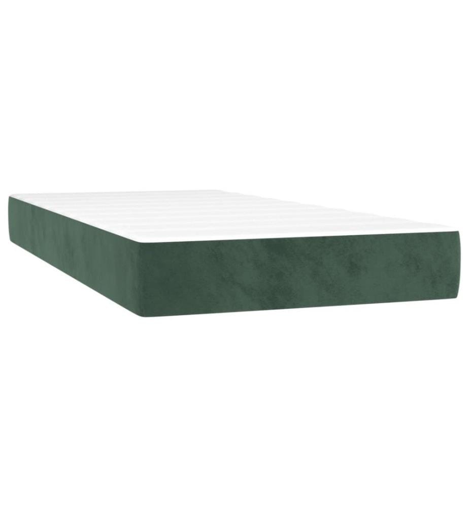 Lit à sommier tapissier avec matelas Vert foncé 90x200 cm