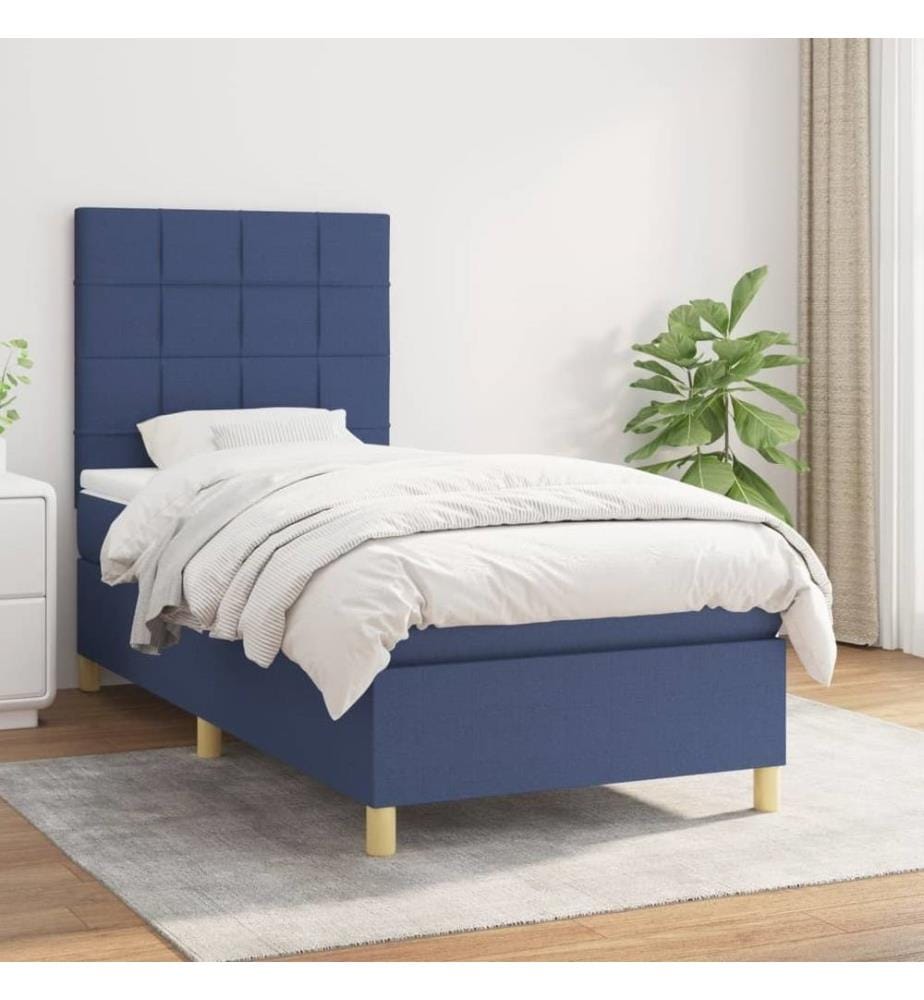 Boxspringbett mit Matratze Blau 80x200 cm Stoff