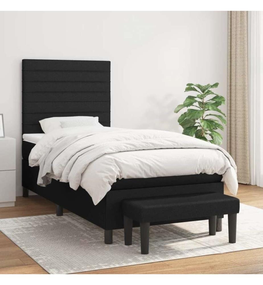 Boxspringbett mit Matratze Schwarz 80x200 cm Stoff