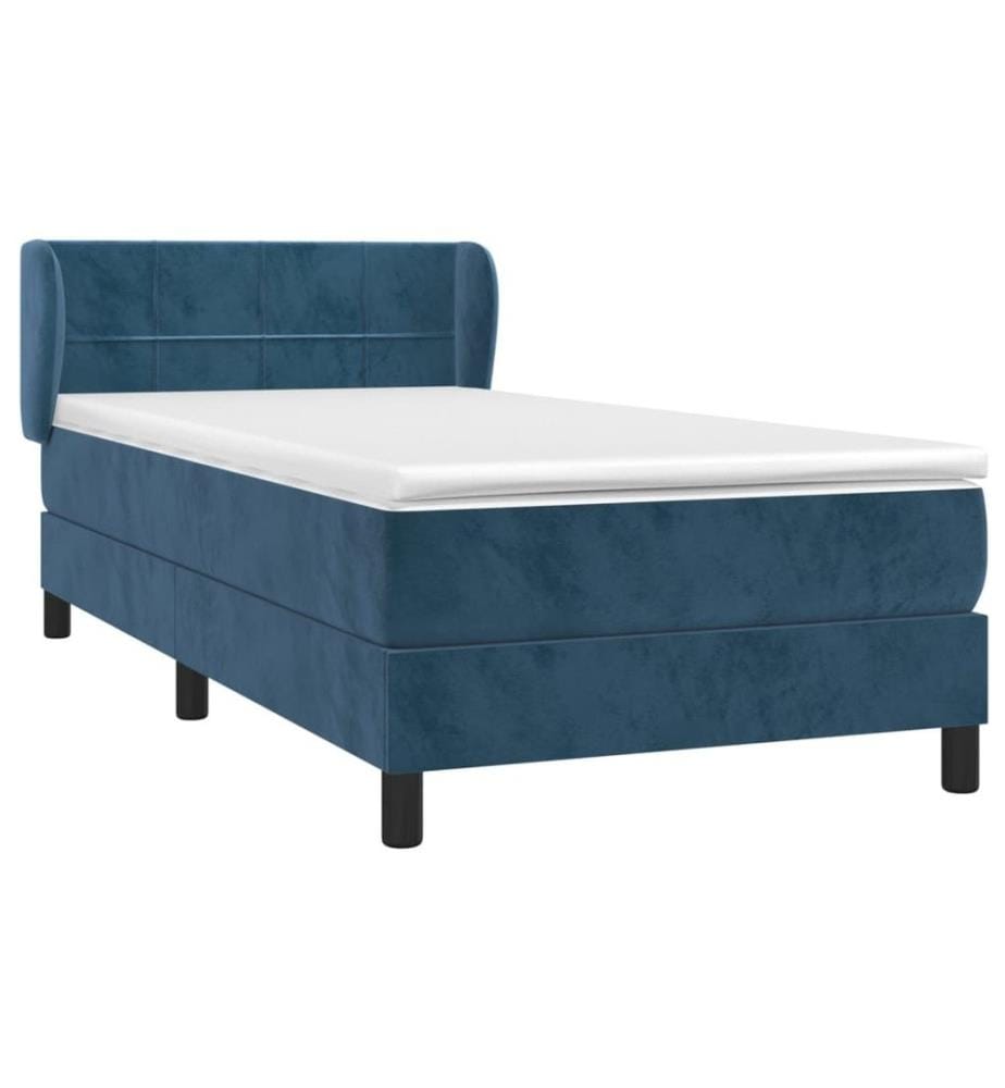 Lit à sommier tapissier avec matelas Bleu foncé 90x200 cm