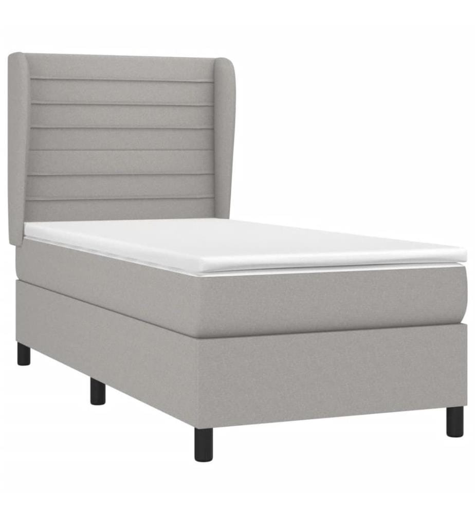 Lit à sommier tapissier avec matelas Gris clair 90x200 cm Tissu