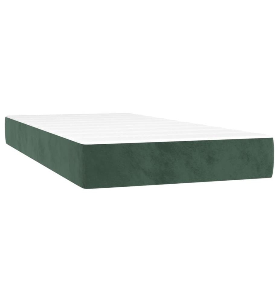 Lit à sommier tapissier avec matelas Vert foncé 90x200 cm