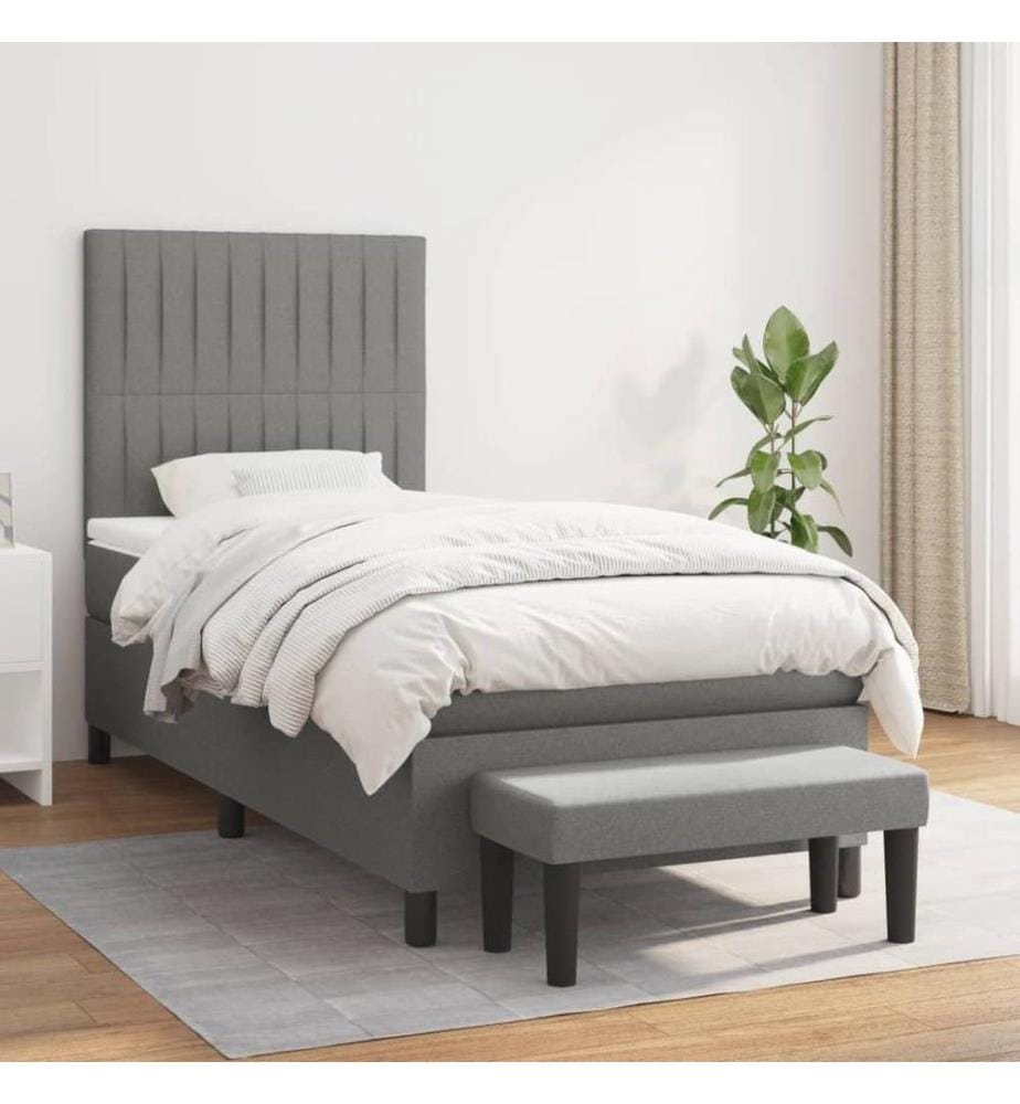 Boxspringbett mit Matratze Dunkelgrau 80x200 cm Stoff