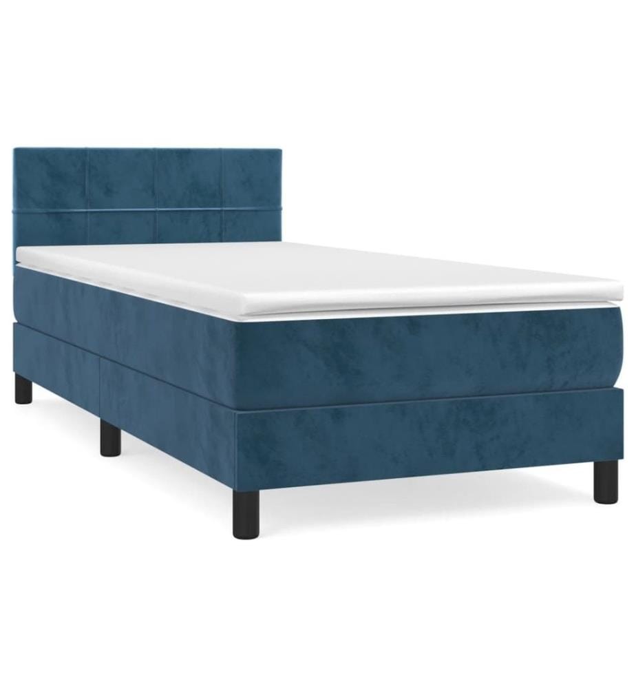 Lit à sommier tapissier avec matelas Bleu foncé 90x200 cm