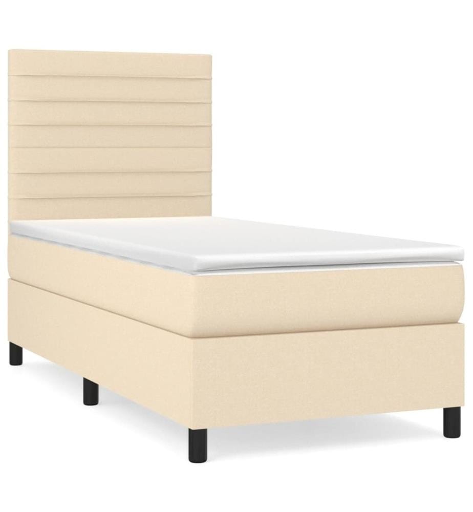 Boxspringbett mit Matratze Creme 100x200 cm Stoff