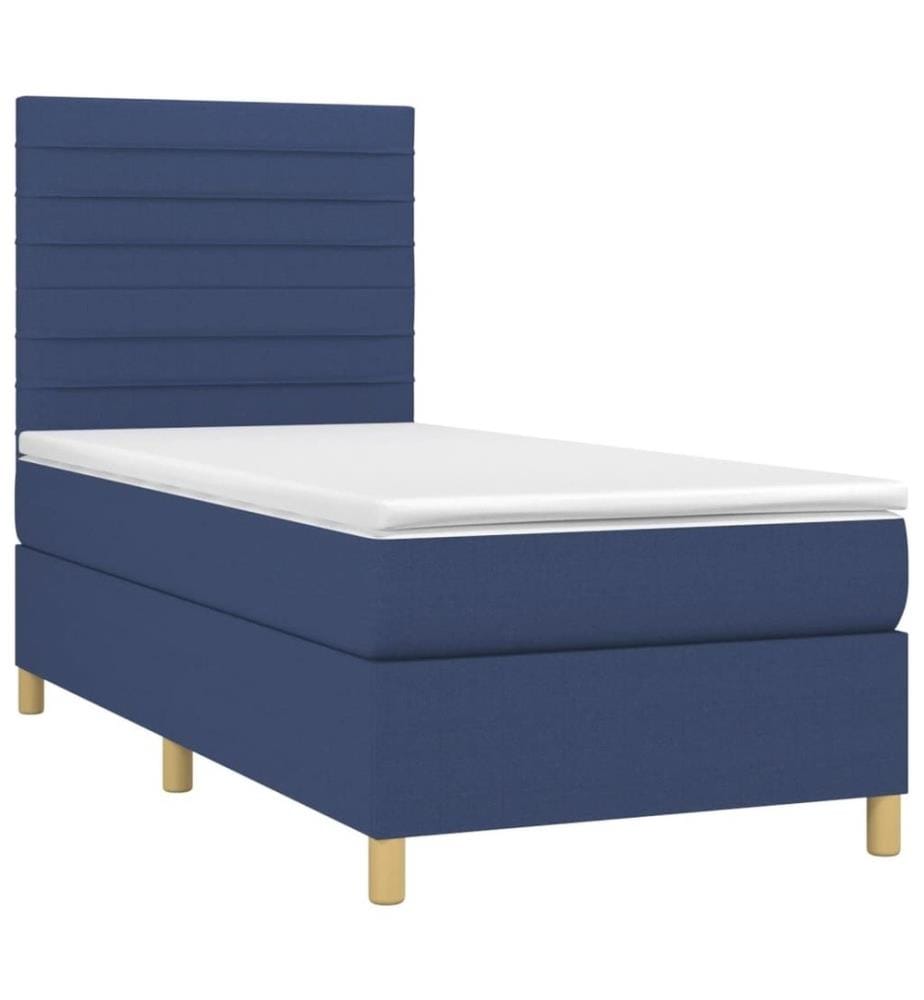 Lit à sommier tapissier avec matelas Bleu 90x190 cm Tissu