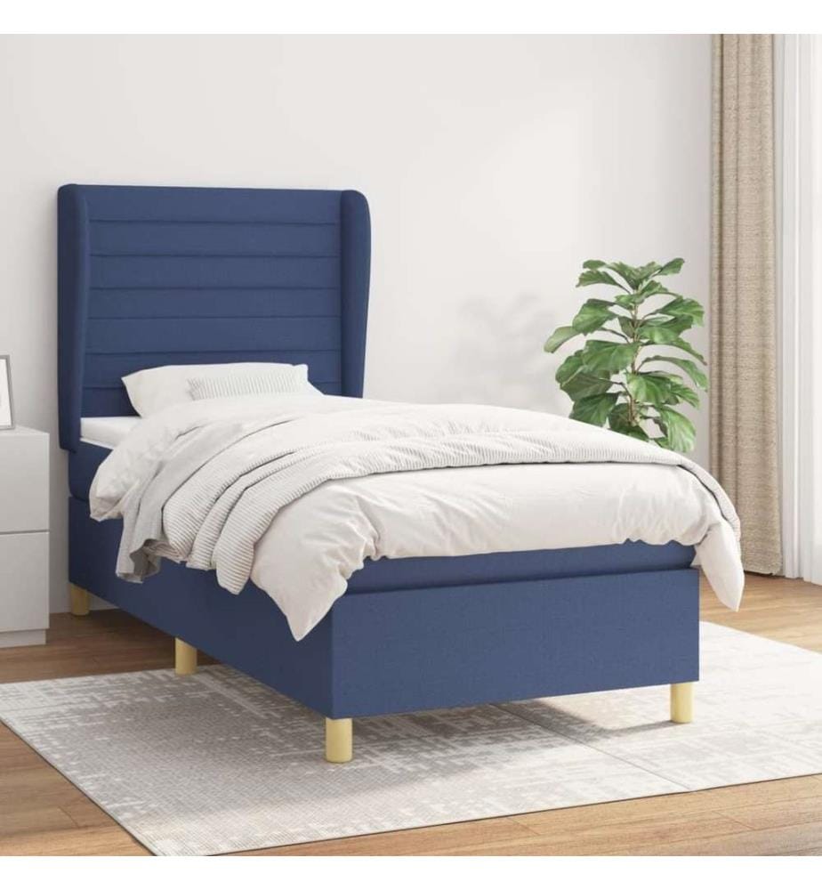 Boxspringbett mit Matratze Blau 80x200 cm Stoff