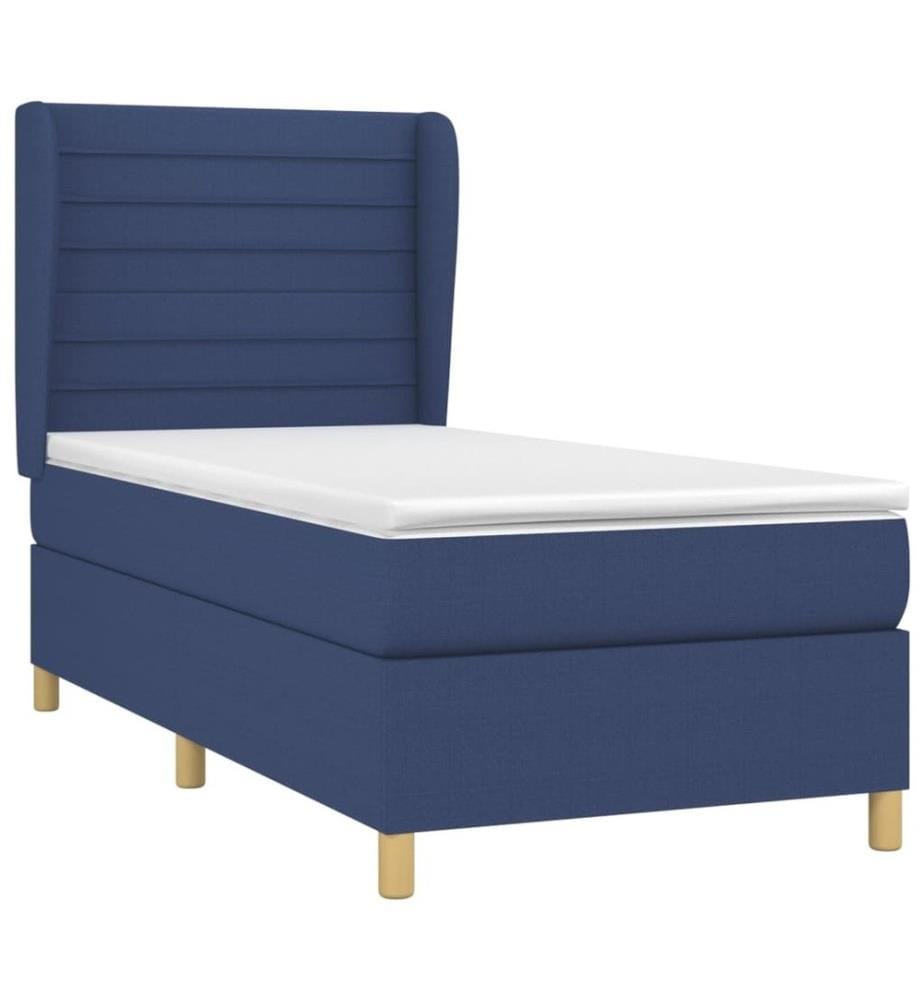 Boxspringbett mit Matratze Blau 80x200 cm Stoff