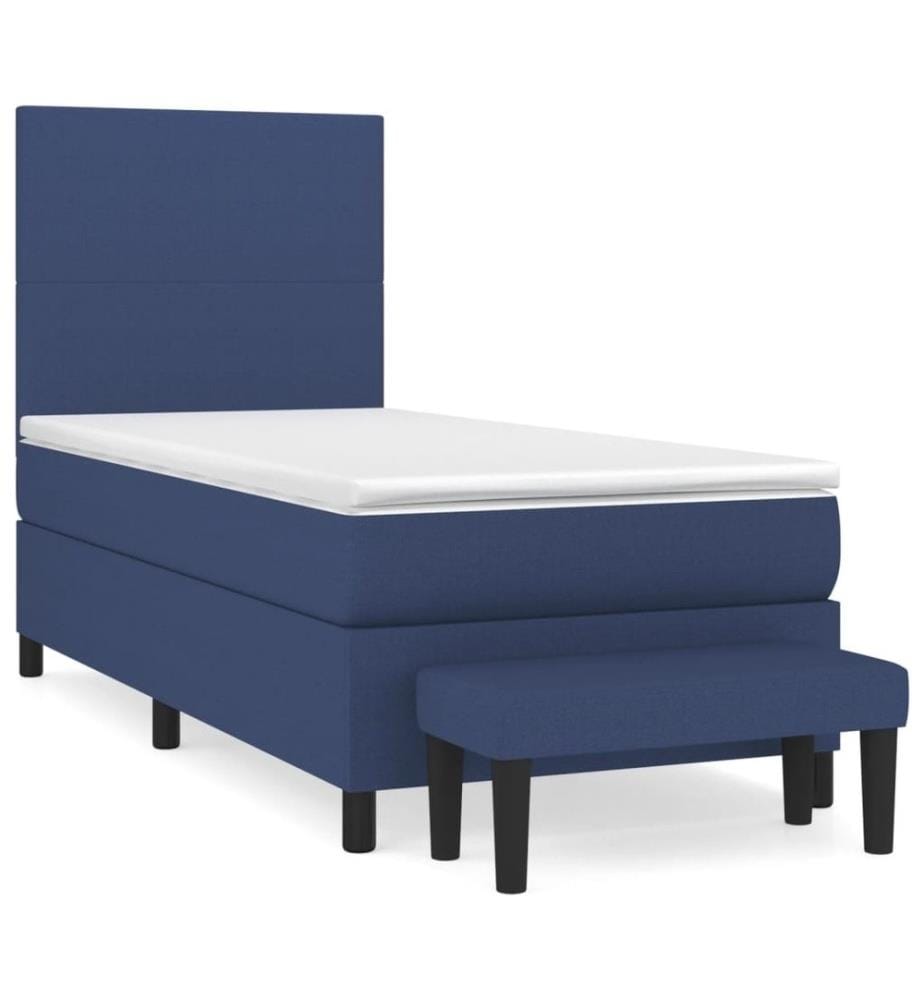 Lit à sommier tapissier avec matelas Bleu 90x190 cm Tissu