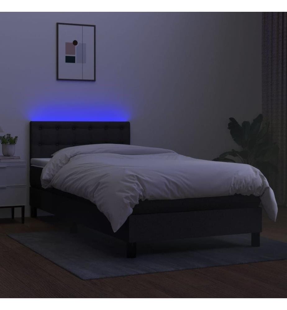 Sommier tapissier avec matelas et LED Noir 80x200cm Tissu