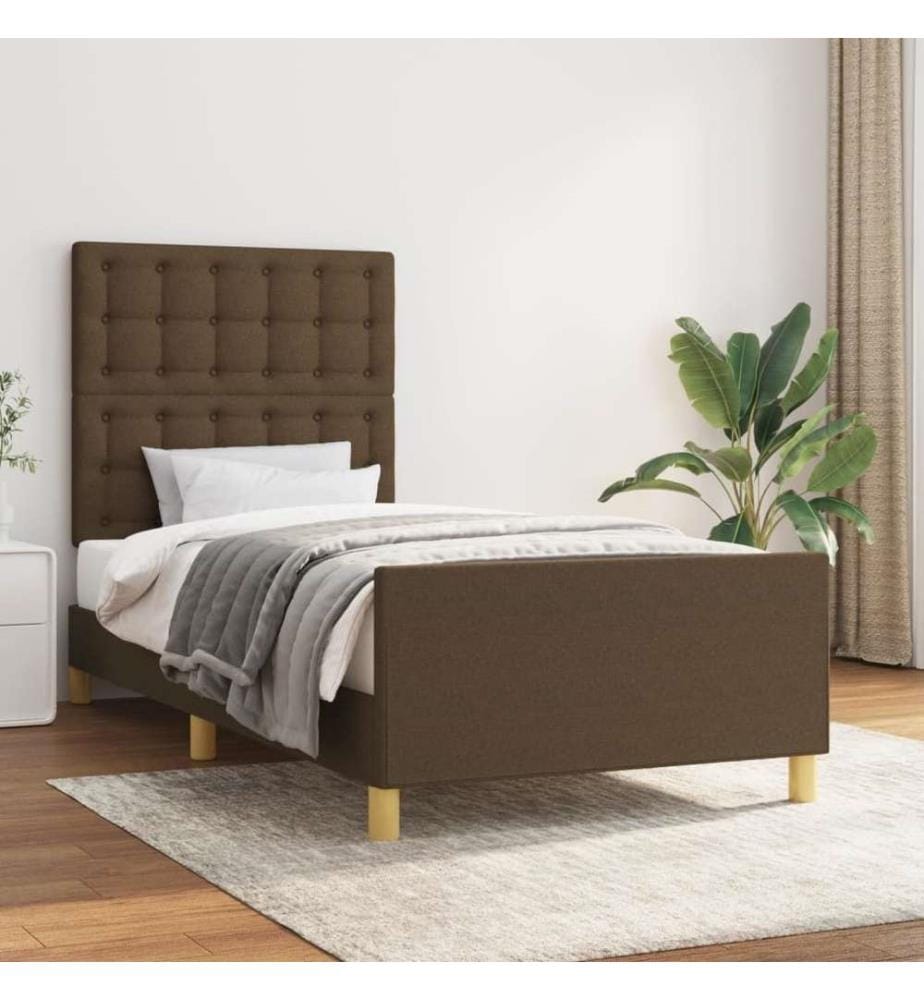 Bettgestell mit Kopfteil Dunkelbraun 80x200 cm Stoff