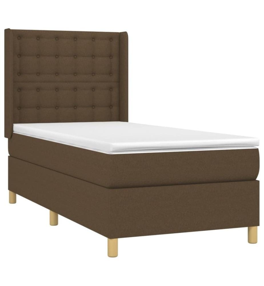 Lit à sommier tapissier avec matelas Marron foncé 90x200 cm