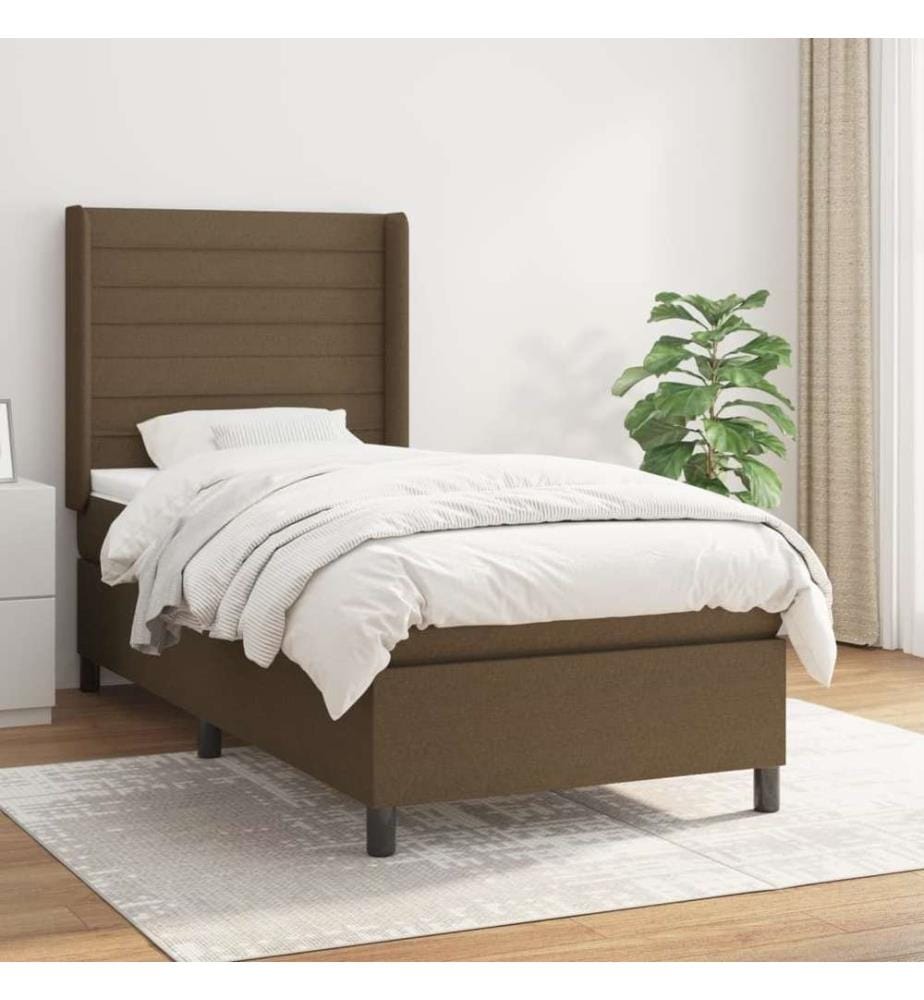 Boxspringbett mit Matratze Dunkelbraun 80x200 cm Stoff