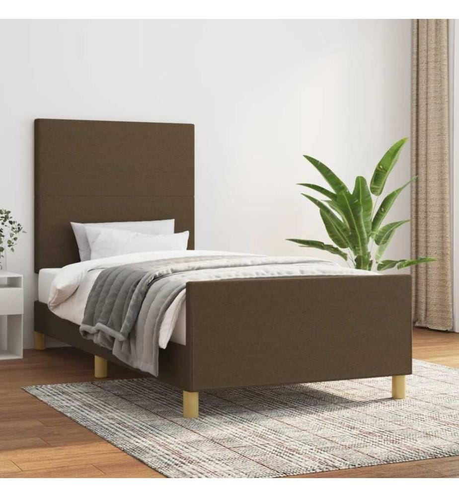 Bettgestell mit Kopfteil Dunkelbraun 80x200 cm Stoff